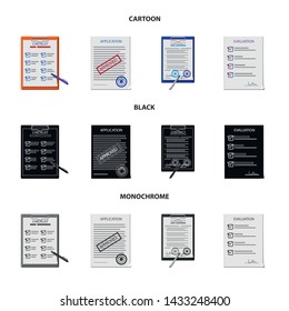 Isolated object of form and document logo. Set of form and mark stock symbol for web.