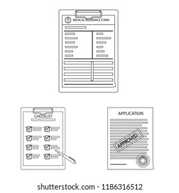 Isolated object of form and document sign. Collection of form and mark vector icon for stock.