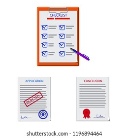 Isolated object of form and document sign. Set of form and mark stock vector illustration.