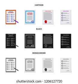 Isolated object of form and document sign. Set of form and mark stock vector illustration.