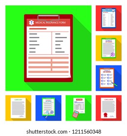 Isolated object of form and document sign. Collection of form and mark stock vector illustration.