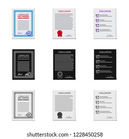 Isolated object of form and document sign. Collection of form and mark vector icon for stock.