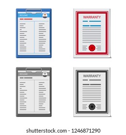 Isolated object of form and document sign. Set of form and mark vector icon for stock.