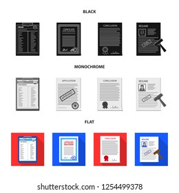 Isolated object of form and document sign. Collection of form and mark vector icon for stock.