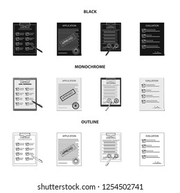 Isolated object of form and document sign. Collection of form and mark vector icon for stock.