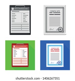 Isolated object of form and document sign. Set of form and mark vector icon for stock.