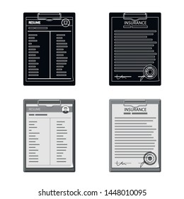 Isolated object of form and document sign. Collection of form and mark stock symbol for web.