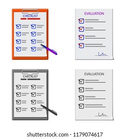 Isolated object of form and document symbol. Set of form and mark stock symbol for web.