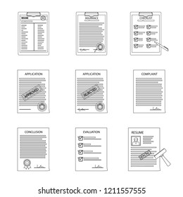 Isolated object of form and document symbol. Set of form and mark vector icon for stock.