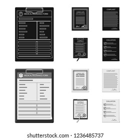 Isolated object of form and document symbol. Set of form and mark stock vector illustration.