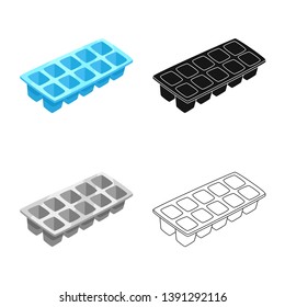 Isolated object of freezer and ice  icon. Set of freezer and cube vector icon for stock.