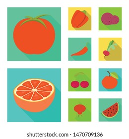 Isolated object of fresh and red sign. Collection of fresh and organic vector icon for stock.