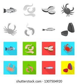 Isolated object of fresh  and restaurant icon. Set of fresh  and marine   vector icon for stock.