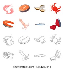 Isolated object of fresh  and restaurant icon. Set of fresh  and marine   stock symbol for web.