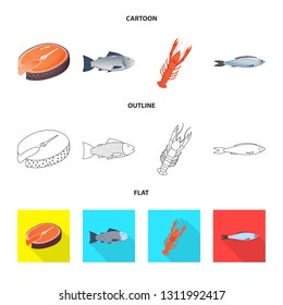 Isolated object of fresh  and restaurant icon. Set of fresh  and marine   vector icon for stock.