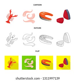 Isolated object of fresh  and restaurant icon. Collection of fresh  and marine   stock symbol for web.