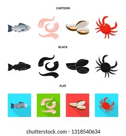 Isolated object of fresh  and restaurant icon. Set of fresh  and marine   stock vector illustration.