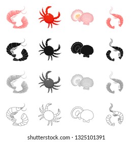 Isolated object of fresh  and restaurant icon. Collection of fresh  and marine   stock vector illustration.