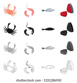 Isolated object of fresh  and restaurant icon. Collection of fresh  and marine   stock symbol for web.