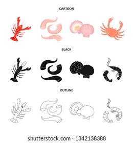 Isolated object of fresh  and restaurant icon. Collection of fresh  and marine   stock vector illustration.