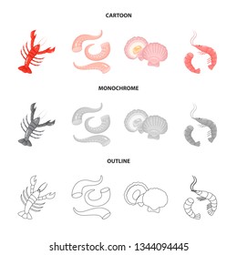 Isolated object of fresh  and restaurant icon. Collection of fresh  and marine   vector icon for stock.