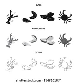 Isolated object of fresh  and restaurant icon. Set of fresh  and marine   stock vector illustration.