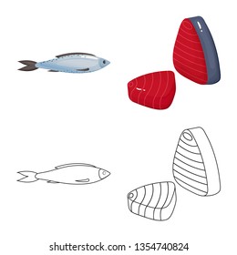 Isolated object of fresh  and restaurant icon. Set of fresh  and marine   vector icon for stock.