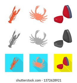 Isolated object of fresh  and restaurant icon. Collection of fresh  and marine   vector icon for stock.