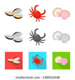 Isolated object of fresh  and restaurant icon. Set of fresh  and marine   vector icon for stock.