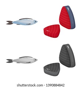 Isolated object of fresh  and restaurant icon. Set of fresh  and marine   vector icon for stock.
