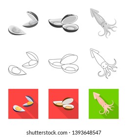 Isolated object of fresh  and restaurant icon. Collection of fresh  and marine   stock symbol for web.