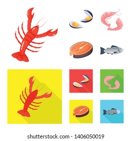 Isolated object of fresh  and restaurant icon. Collection of fresh  and marine   vector icon for stock.