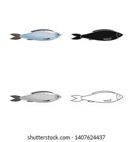 Isolated object of fresh  and restaurant icon. Collection of fresh  and marine   stock vector illustration.