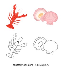 Isolated object of fresh  and restaurant icon. Set of fresh  and marine   stock symbol for web.