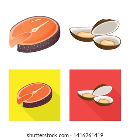 Isolated object of fresh  and restaurant icon. Set of fresh  and marine   vector icon for stock.