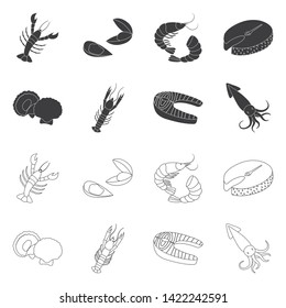 Isolated object of fresh  and restaurant icon. Set of fresh  and marine   stock symbol for web.