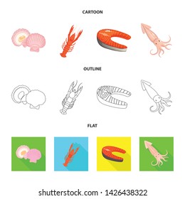Isolated object of fresh and restaurant icon. Set of fresh and marine vector icon for stock.