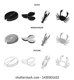 Isolated object of fresh and restaurant icon. Collection of fresh and marine stock vector illustration.