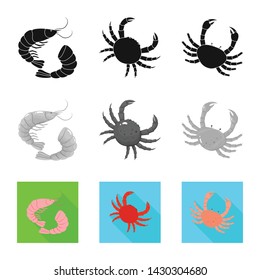 Isolated object of fresh and restaurant icon. Collection of fresh and marine stock vector illustration.