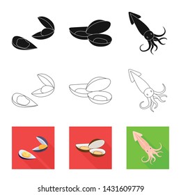 Isolated object of fresh and restaurant icon. Collection of fresh and marine vector icon for stock.