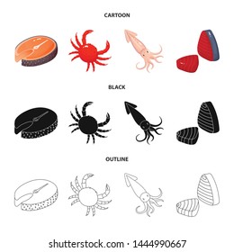 Isolated object of fresh and restaurant icon. Set of fresh and marine stock symbol for web.