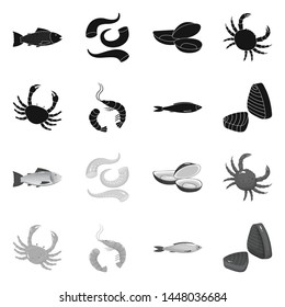 Isolated object of fresh and restaurant icon. Collection of fresh and marine vector icon for stock.