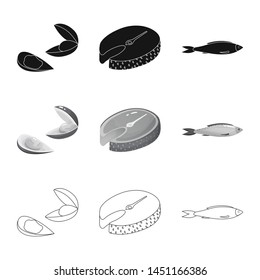 Isolated object of fresh and restaurant icon. Collection of fresh and marine stock symbol for web.