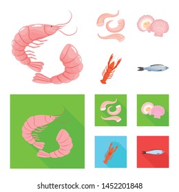 Isolated object of fresh and restaurant icon. Set of fresh and marine stock vector illustration.