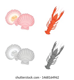 Isolated object of fresh and restaurant icon. Set of fresh and marine vector icon for stock.