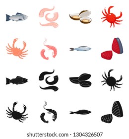 Isolated object of fresh  and restaurant logo. Set of fresh  and marine   vector icon for stock.