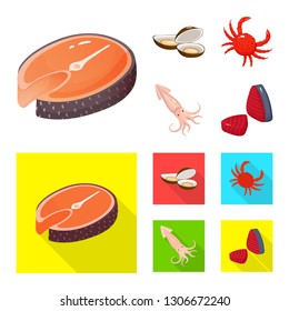 Isolated object of fresh  and restaurant logo. Collection of fresh  and marine   vector icon for stock.