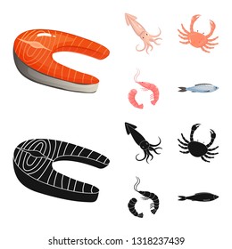 Isolated object of fresh  and restaurant logo. Collection of fresh  and marine   stock symbol for web.