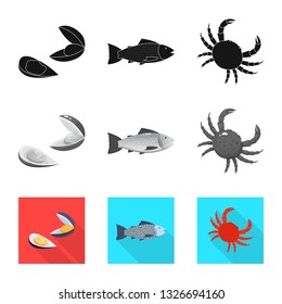 Isolated object of fresh  and restaurant logo. Set of fresh  and marine   stock vector illustration.