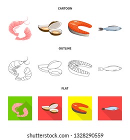 Isolated object of fresh  and restaurant logo. Set of fresh  and marine   stock vector illustration.